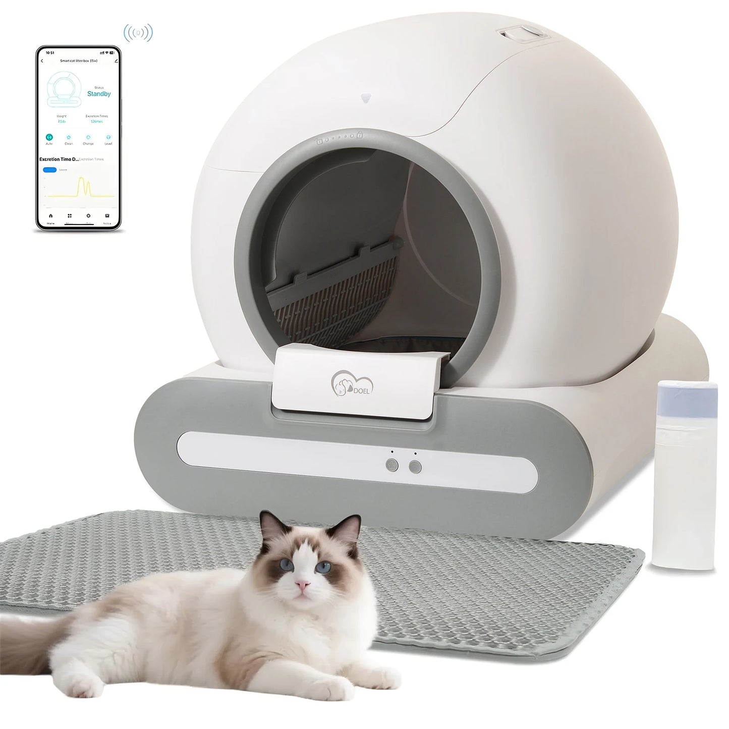 DOEL Self-Cleaning Cat Litter Box App Control and 2.4G WiFi