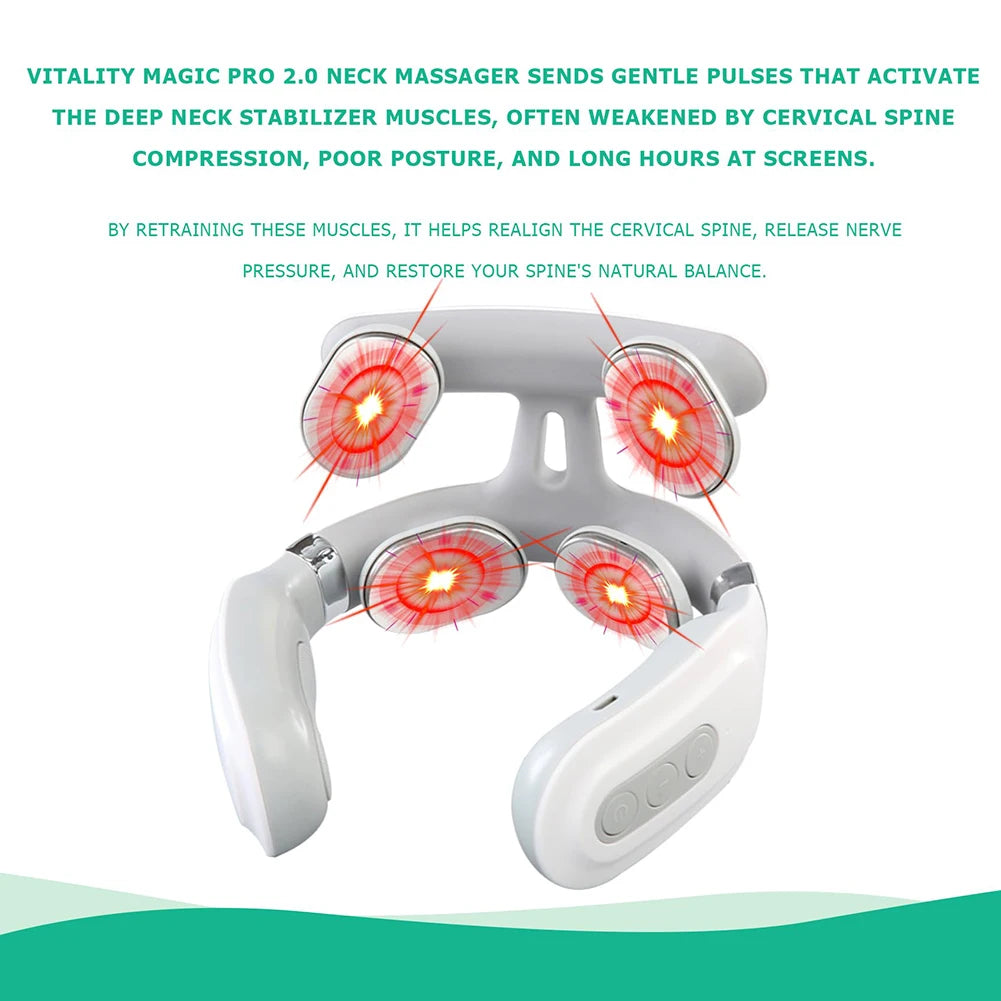 4 Head Neck Massage Machine USB Rechargeable 6 Modes Vibration