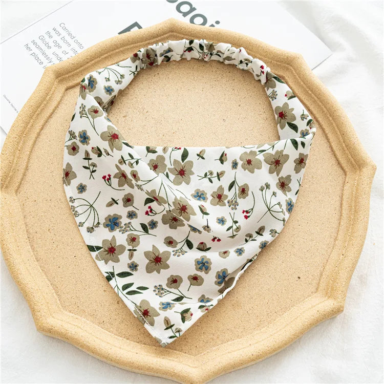Summer Vintage Print Flower Beach Bandana Hair Scarf Fashion Elastic Rubber Headbands for Women Girl Hair Accessories