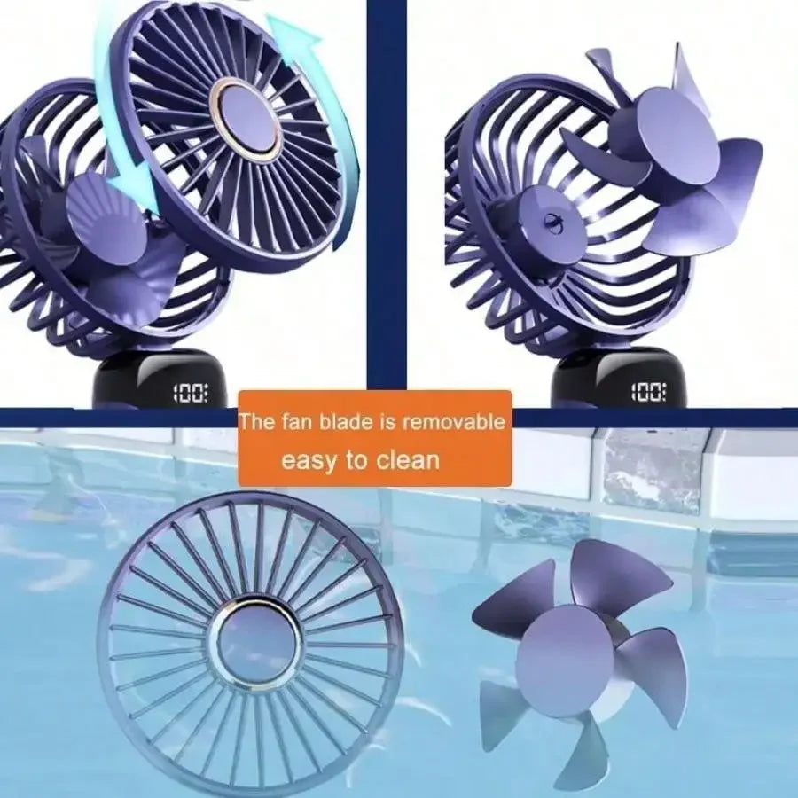 Portable Handheld Fan With 4000mAh Battery USB Powered 5 Speeds