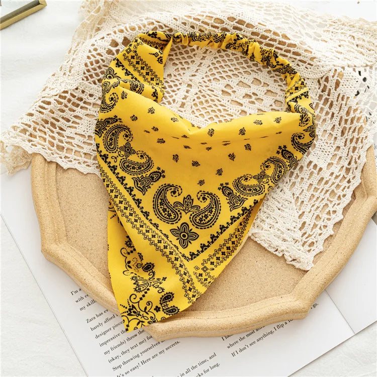 Summer Vintage Print Flower Beach Bandana Hair Scarf Fashion Elastic Rubber Headbands for Women Girl Hair Accessories