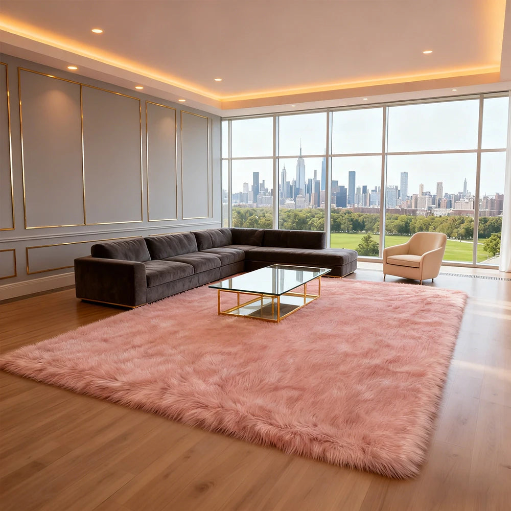 Fluffy Faux Fur Rug For Living Room And Bedroom Washable