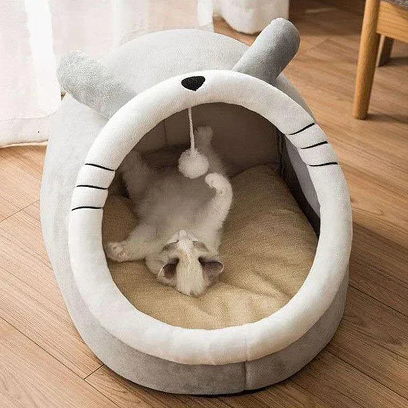 Cozy Cave Cat Bed With Soft Foldable Cushion Machine Washable