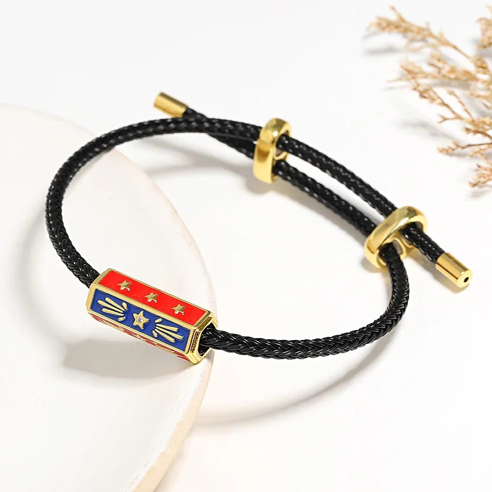 Greatera Trendy Red Thread String Bracelets for Women Men Stainless Steel Braided Rope Adjustable Charm Bracelet Unisex Jewelry