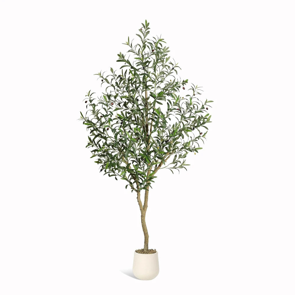 HiMISS Olive Trees Artificial Indoor Tree with White Planter
