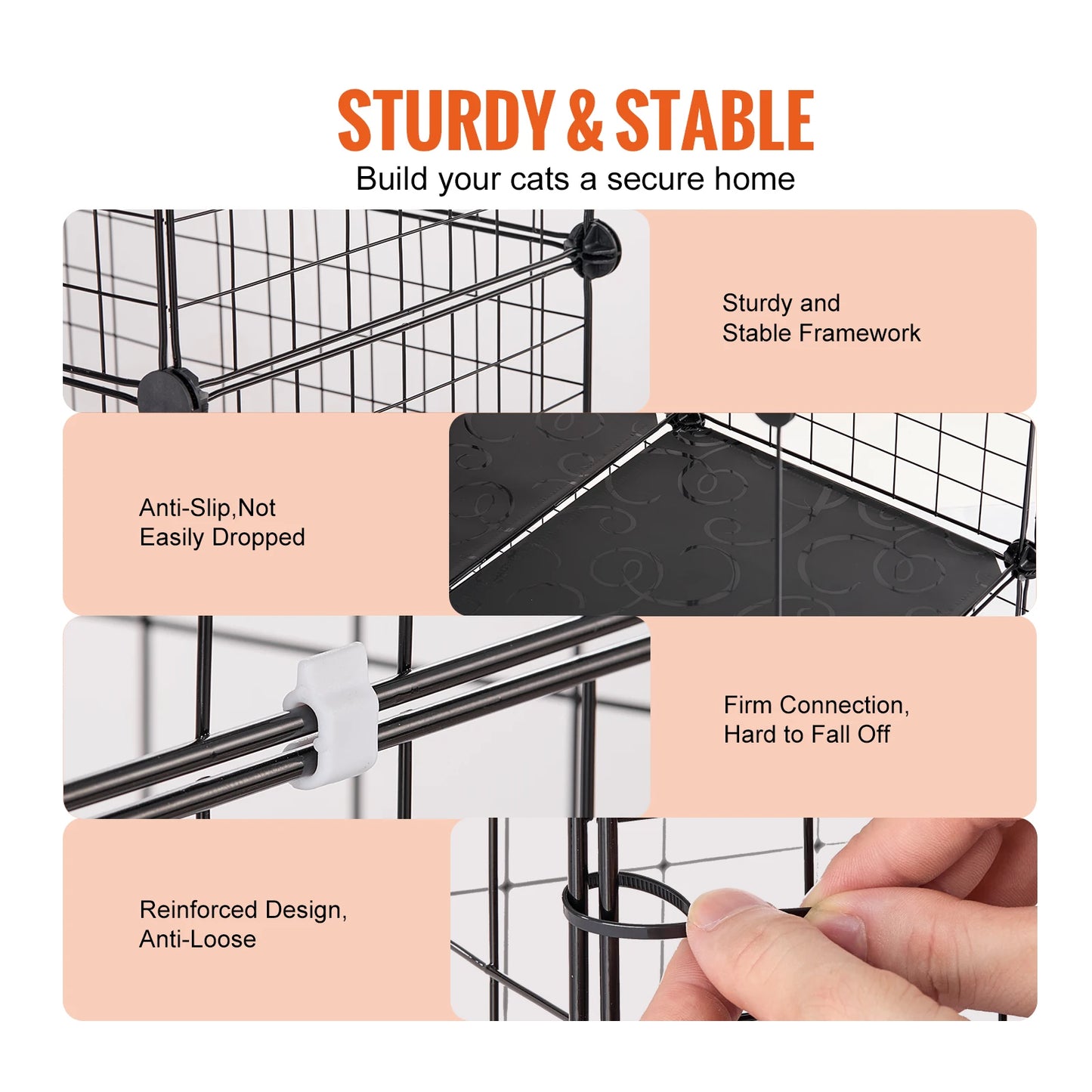 SucceBuy Detachable Metal Wire Cat Cage Enclosure Front Doors