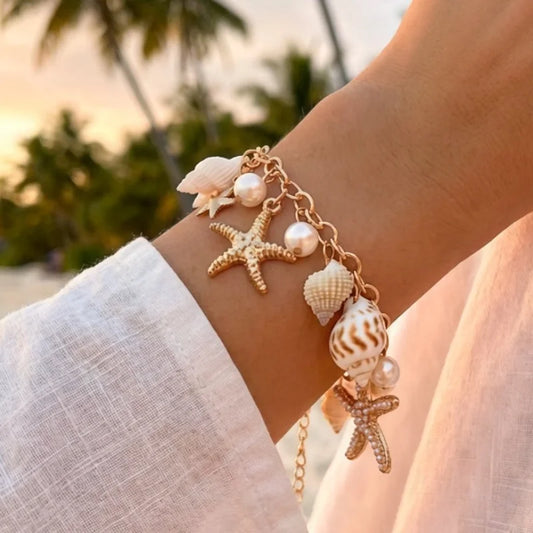 Rinhoo Ocean Style Conch Pendant Bracelet for Women Boho Charm