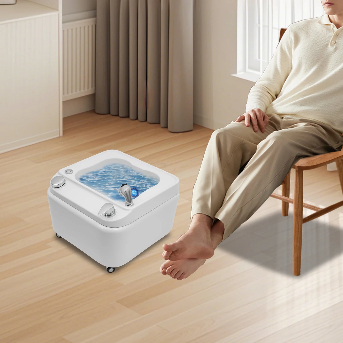Acrylic Footbath with Massage 15L Massage Footbath Bow with LED Light Foot Bath Spa Tub Footbath Beauty Salon Spa Footbath Elect