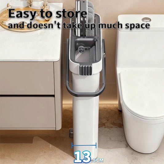 Joybos Slim Mop Bucket Set With Self Wringing Flat Mop Hair Scraper Anti Tipping