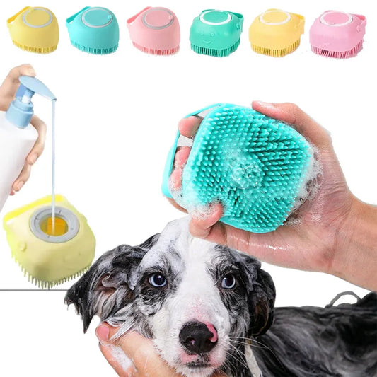 Silicone Pet Bath Massage Brush for Dogs and Cats
