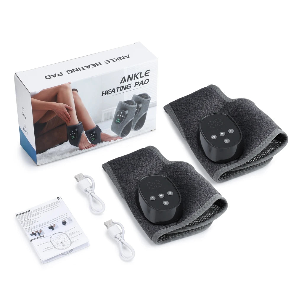 Electric Ankle Heating Massager Hot Compress Vibration Foot Ankle Massager 4 Heating 4 Modes Ankle Joint Brace Protection Warp