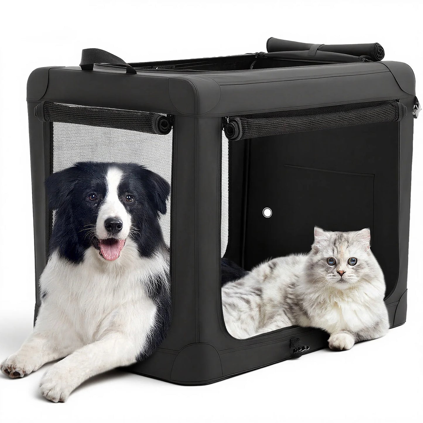 JHK Foldable Soft Dog Crate Portable Kennel With 3 Doors Indoor