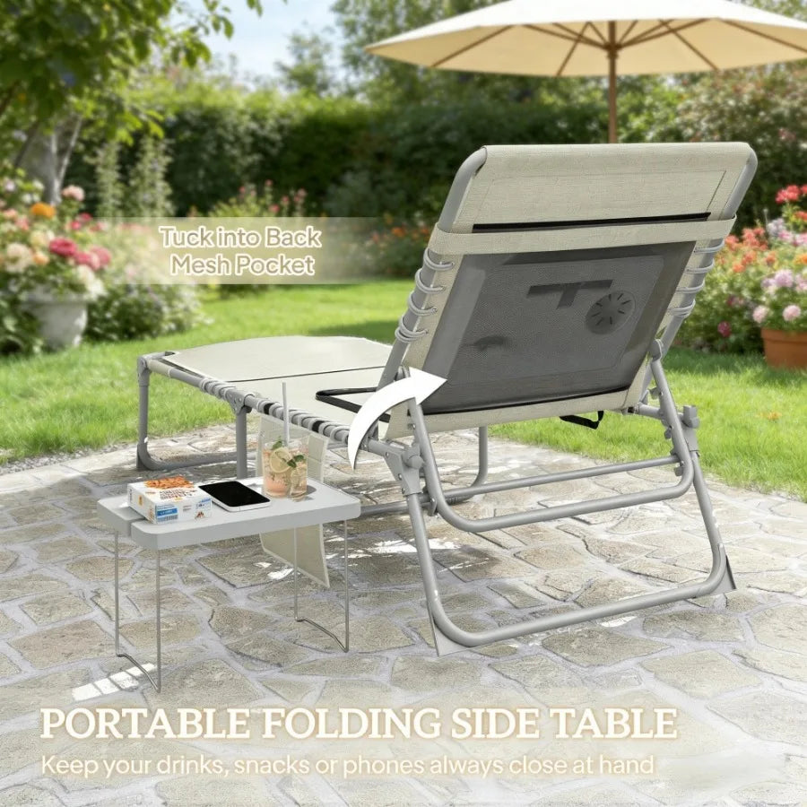Folding Chair With Adjustable Height Cushioned Seat Swivel