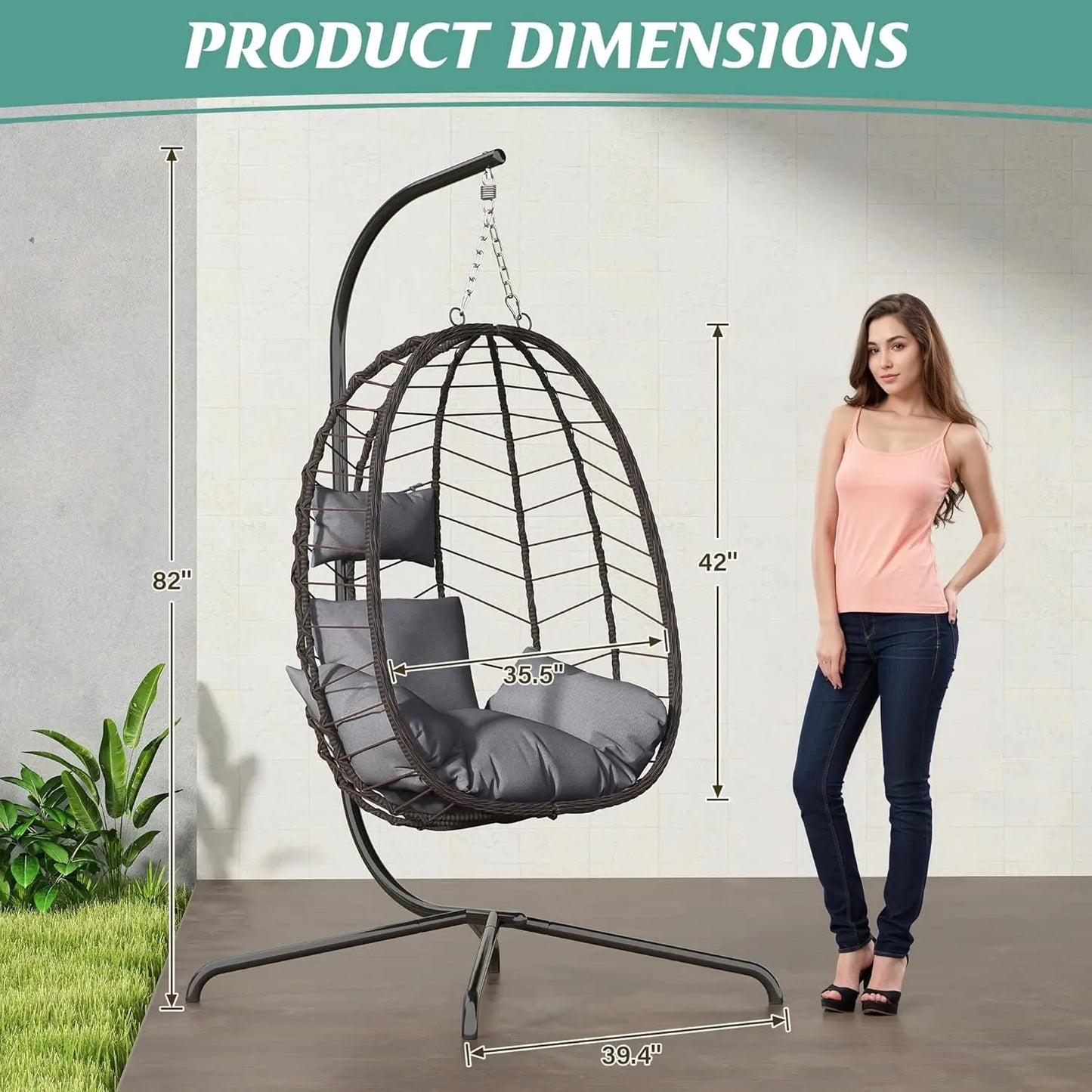 Egg Chair With Stand Outdoor Wicker Swing Chair Cushion