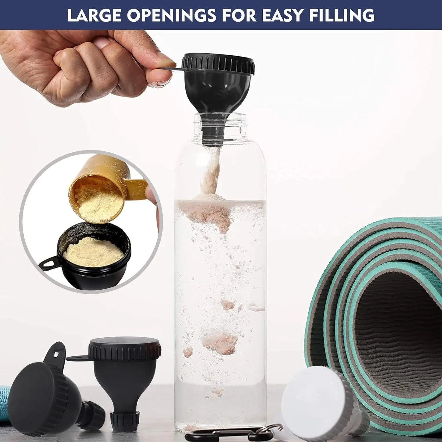 Portable 2-In-1 Protein Powder Container And Funnel For Travel