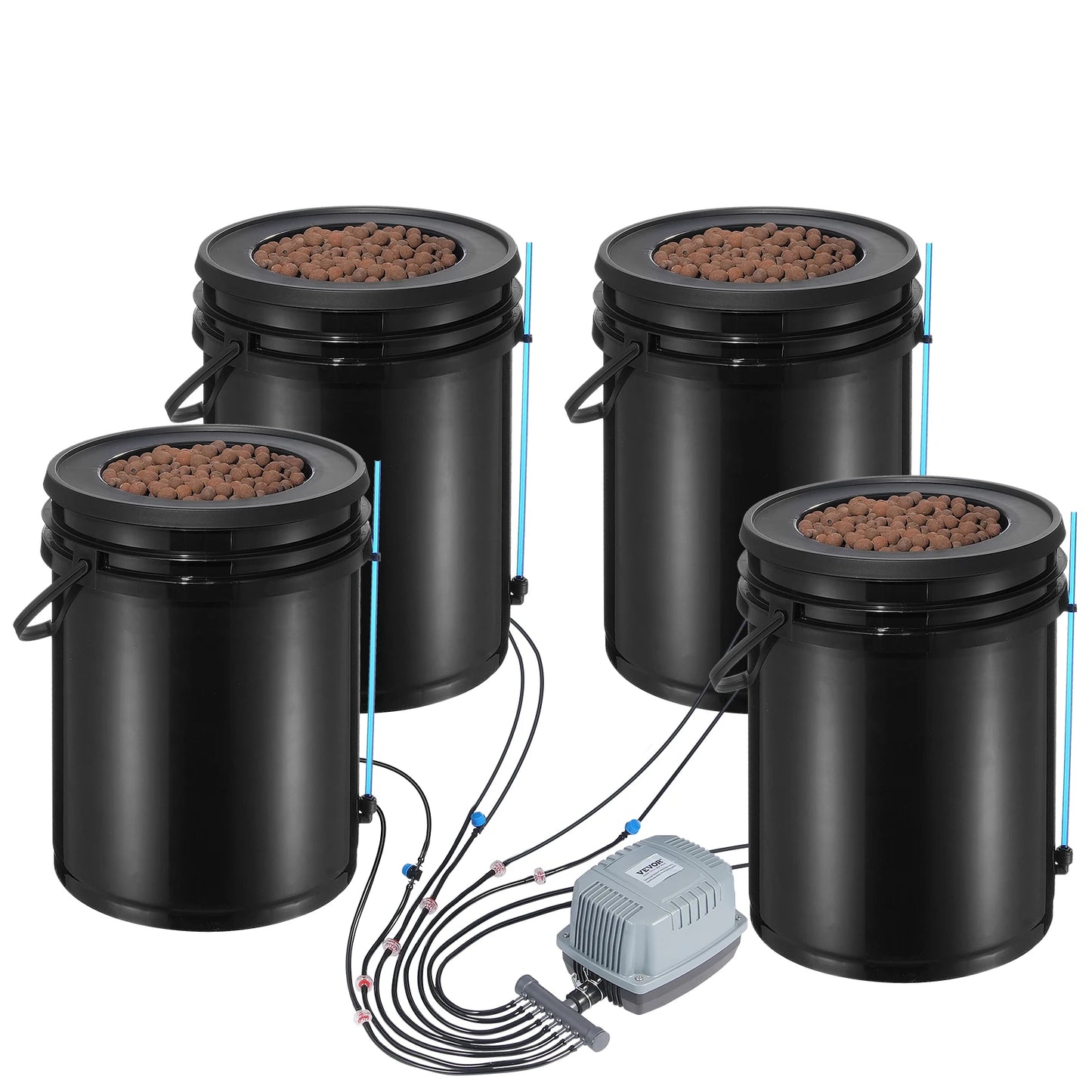 DWC Hydroponics Grow System With Top Drip Kit 4 Buckets