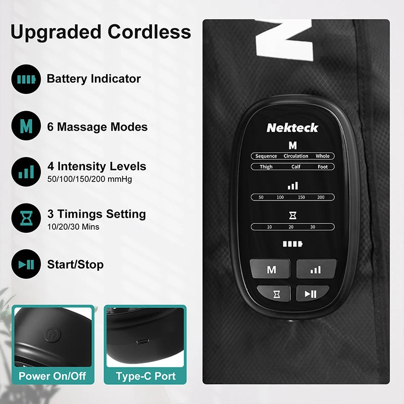 Nekteck Cordless Air Pressure Leg Massager Boots For Foot Kneading