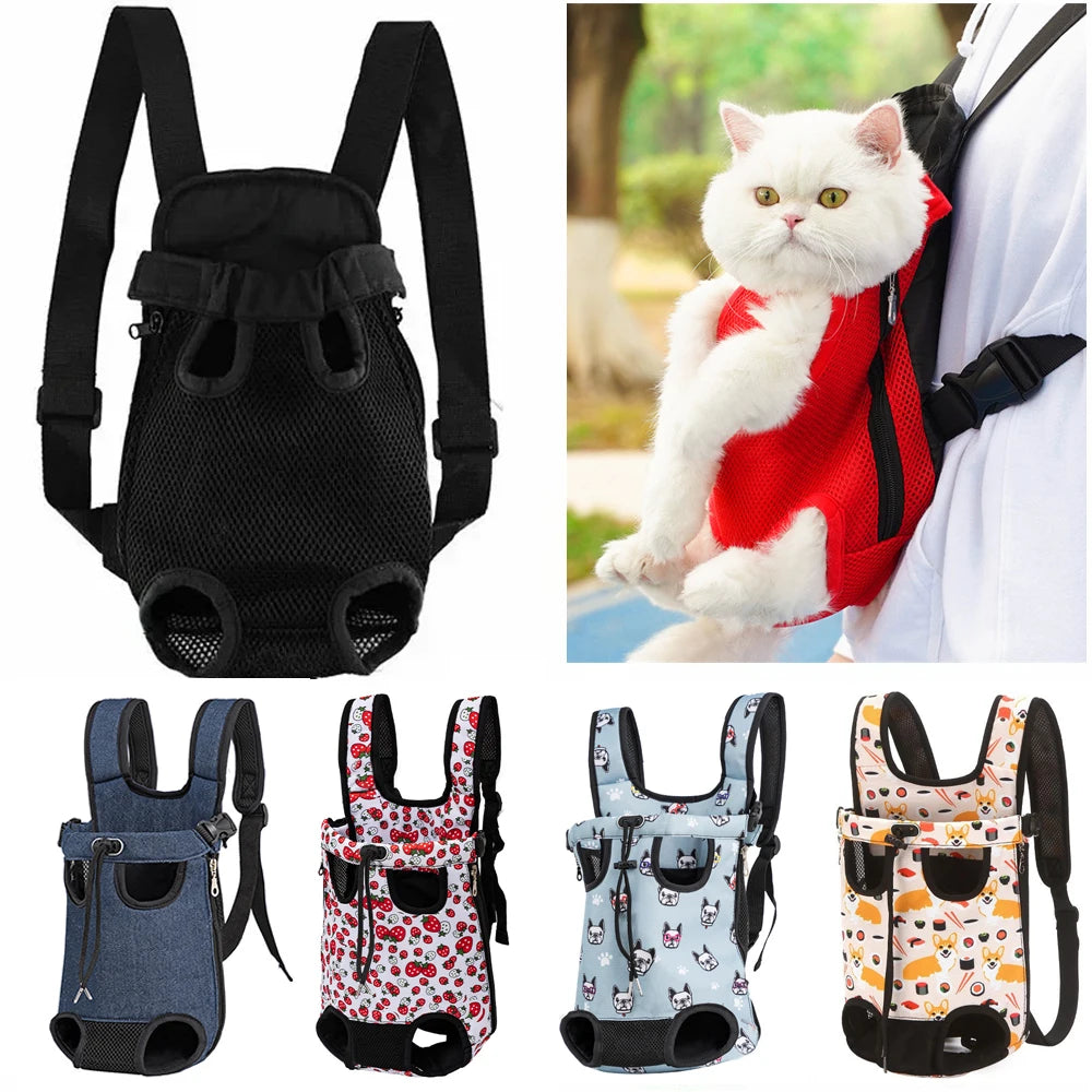 Adjustable Cat Carrier Backpack For Pets Outdoor Travel Double Shoulder Bag