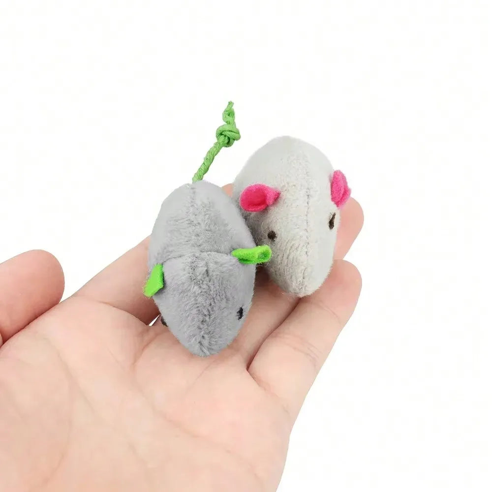 Rattle Faux Fur Mouse Cat Toys, Multi-Pack