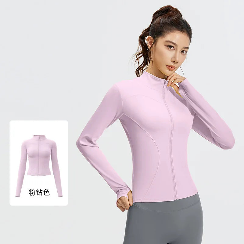 Women's Zipper Long Sleeve Sports Jacket For Fitness And Yoga