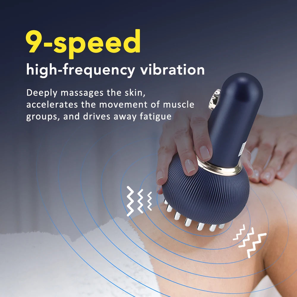 Wlireless Eletric Heated Brush Massage Heating Microcurrent Anti Cellulite Body Back Massage