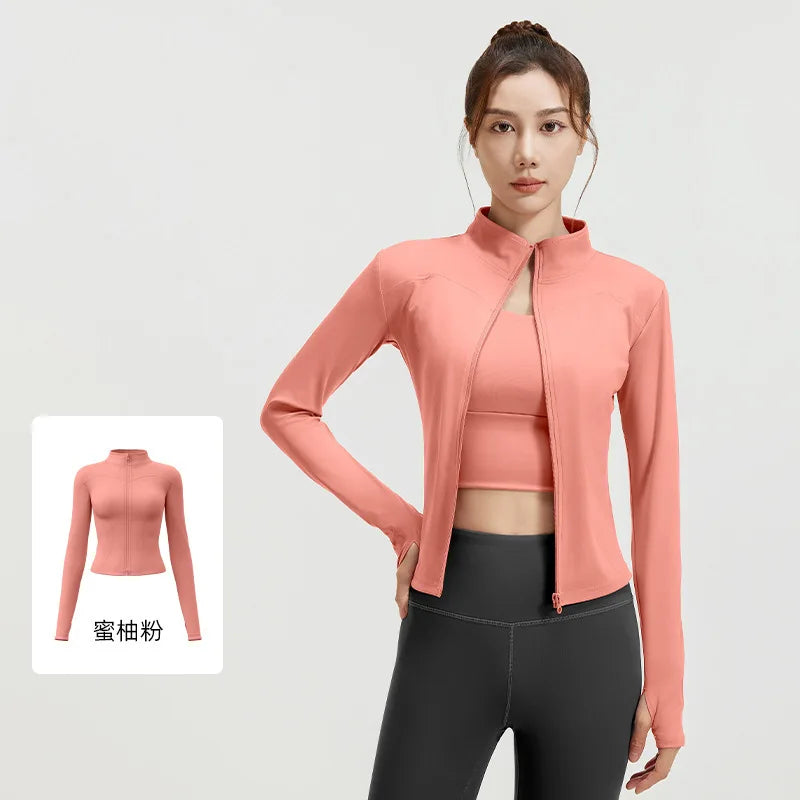 Women's Zipper Long Sleeve Sports Jacket For Fitness And Yoga