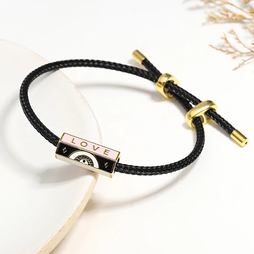 Greatera Trendy Red Thread String Bracelets for Women Men Stainless Steel Braided Rope Adjustable Charm Bracelet Unisex Jewelry