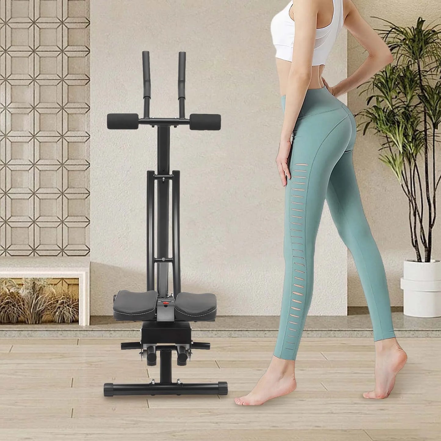 Foldable Ab Machine for Home Gym, 330lbs Heavy Duty Abdominal Trainer & Core Workout Equipment, 3-Gear Adjustable Sit-Up Bench with Smart LED Display for Men & Women (Black)