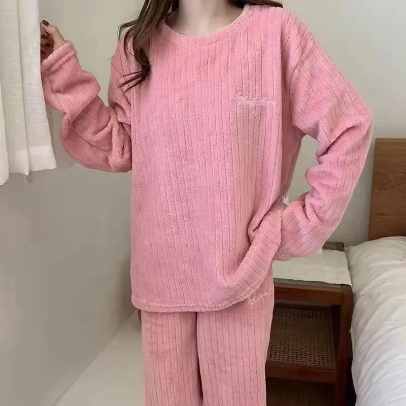 Winter Women's Pajama Set Coral Velvet Padded Homewear
