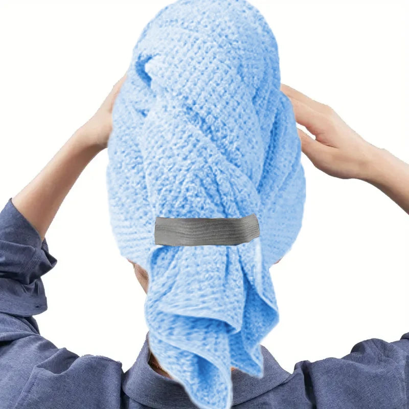 Microfiber Hair Towel Wrap With Elastic Band Ultra Absorbent Turban