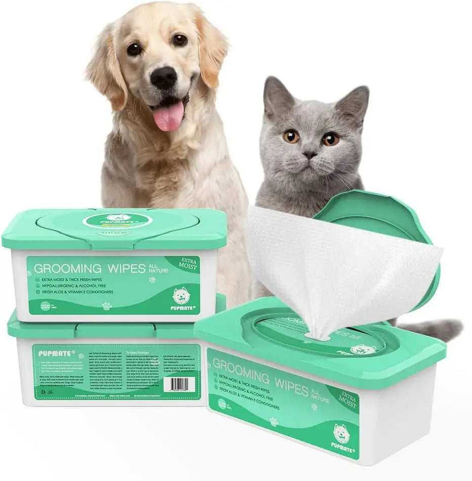 Extra Moist Pet Wipes For Dogs And Cats Aloe Vera Vitamin E 100 Count