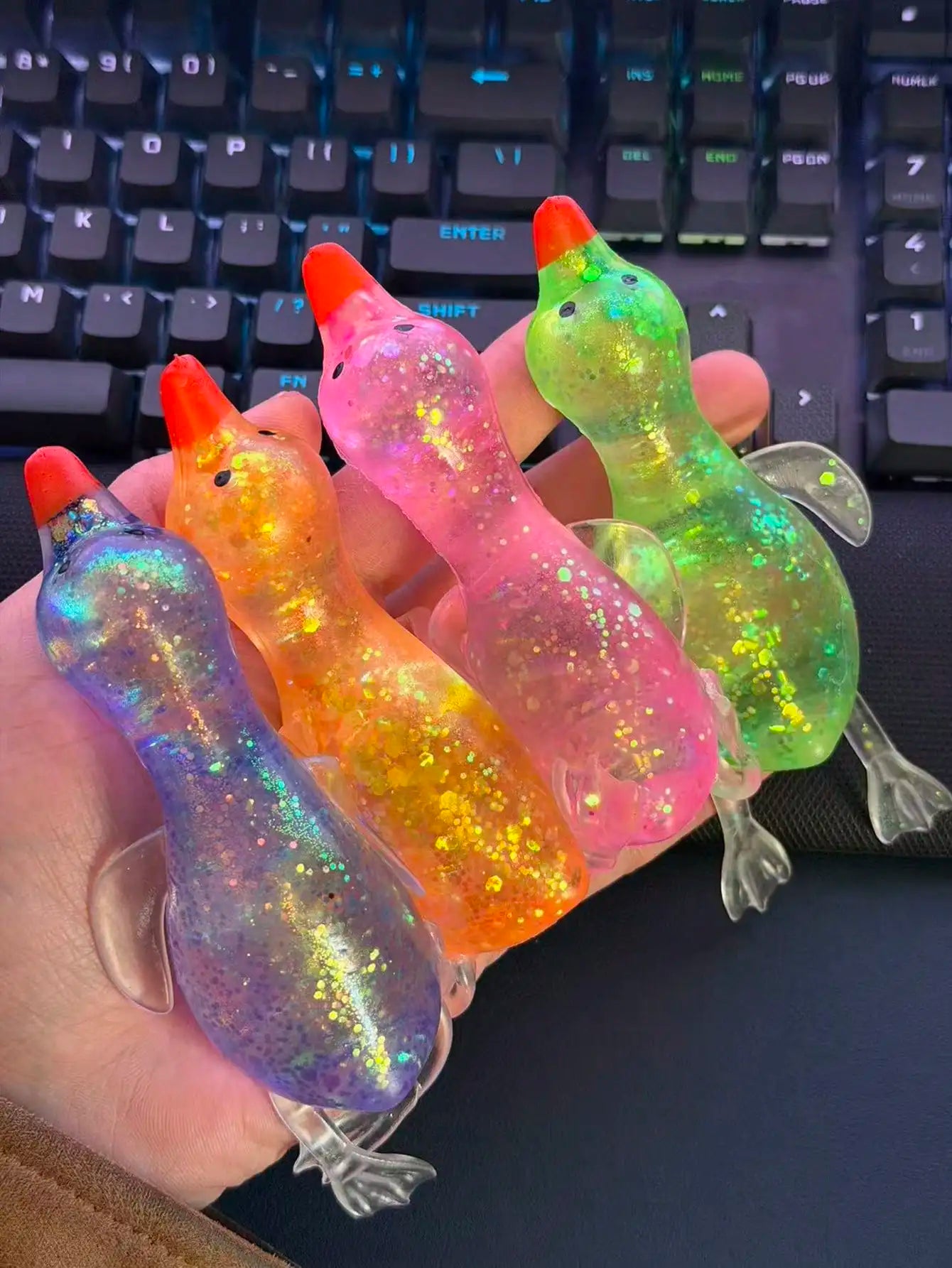 1Pc Glitter Crystal Swan Duck Squishy Toy, Slow Rising Soft Stress Relief Squeeze Toy, Portable Mini Desk Ornament,