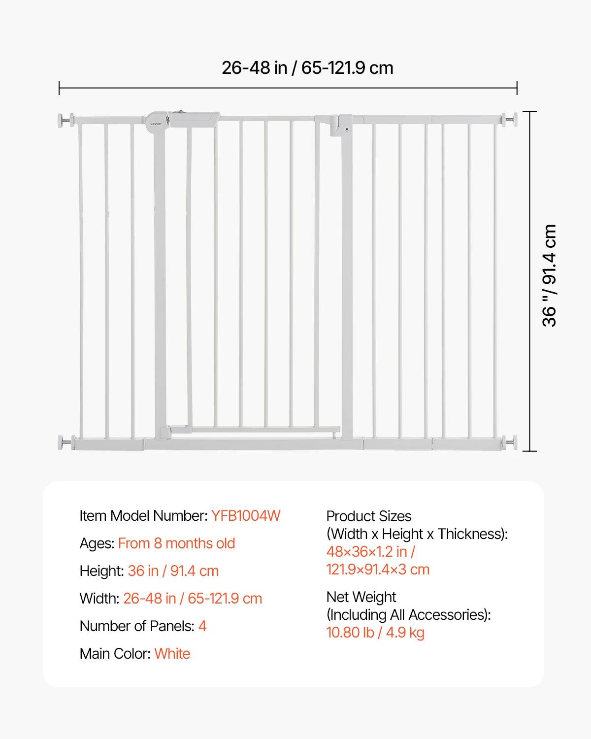 Pressure-Mount Walk-Through Pet and Baby Gate
