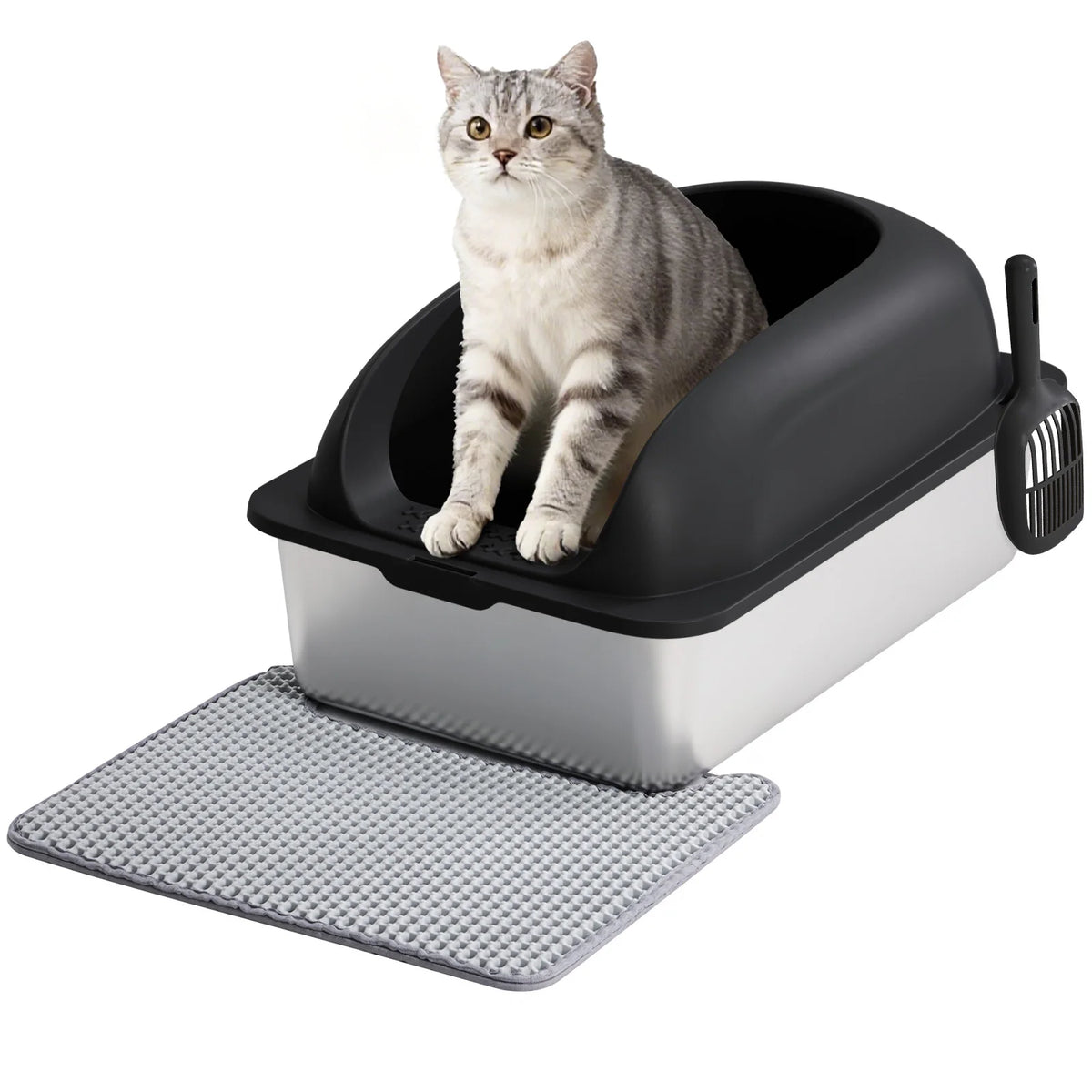 Stainless Steel Cat Litter Box with Lid and Scoop