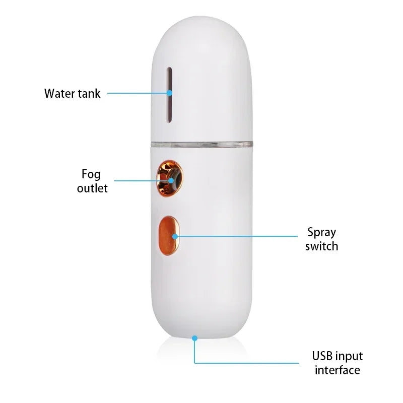 Mini Portable Facial Steamer Nano Mister Hydrating Humidifier Rechargeable
