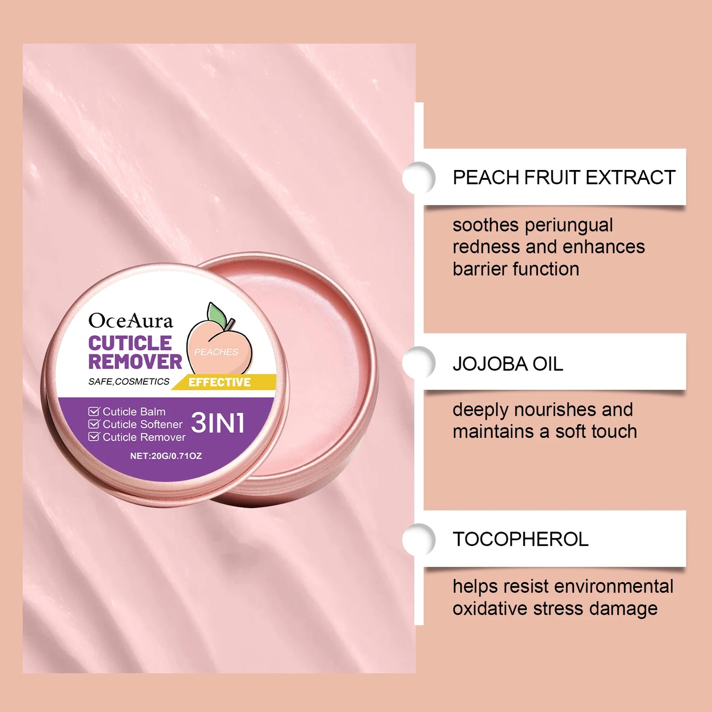 Ouhoe Peach Scented Hand Cream Moisturizing Nail Care Cuticle Softener