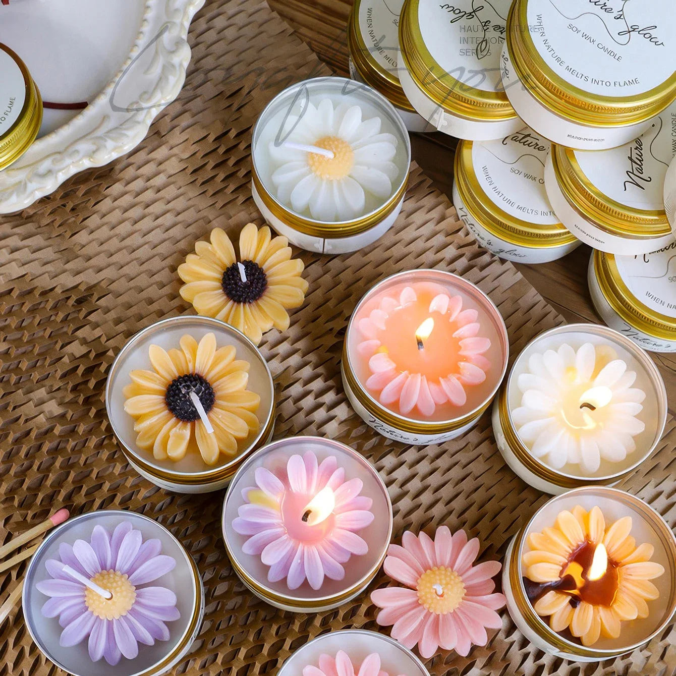 Chamomile Scented Soy Candle Tin Handmade Smokeless Aroma Bedroom Decor Gift
