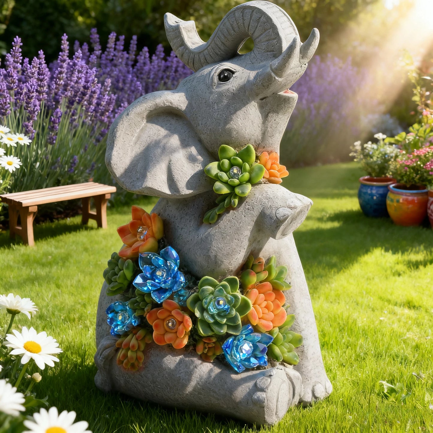 Solar Garden Turtle Elephant Dragon Statue Light Decor For Outdoor