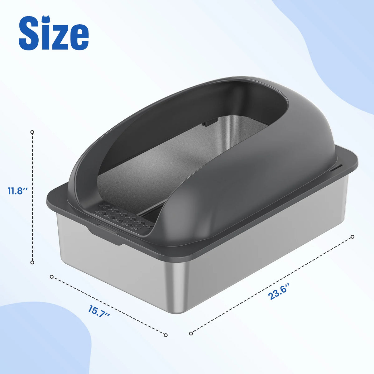 Stainless Steel Cat Litter Box with Lid and Scoop