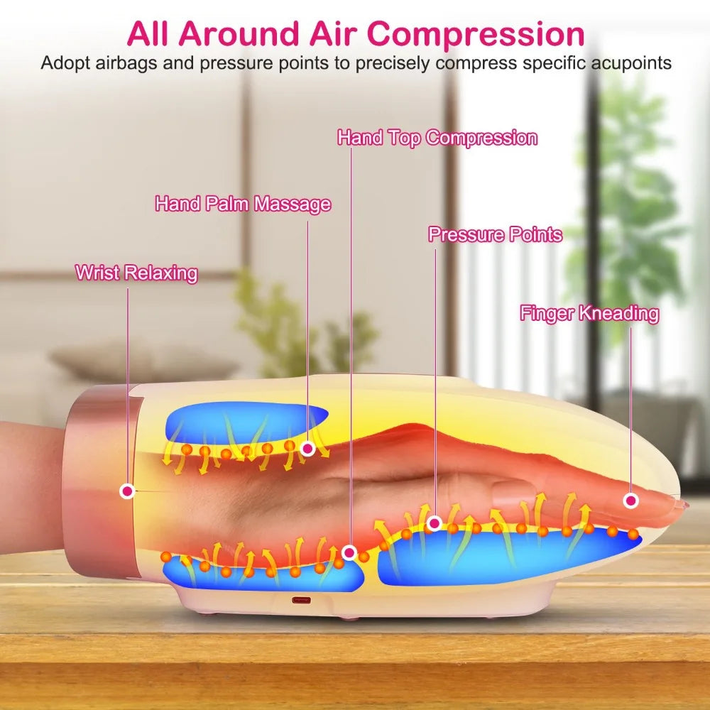 Cordless Hand Massager With Air Compression And Heat