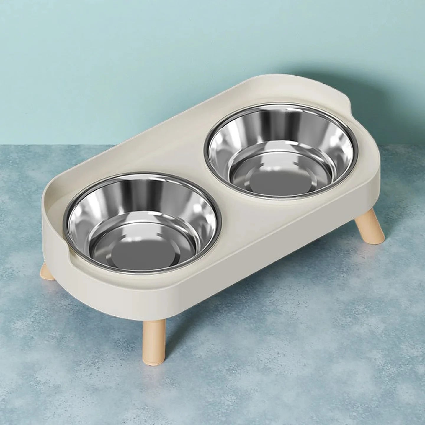 Dopamine Elevated Dual Pet Bowl Cat Dog Medium Capacity Neck Protection Stainless Steel Household Double Bowl Set