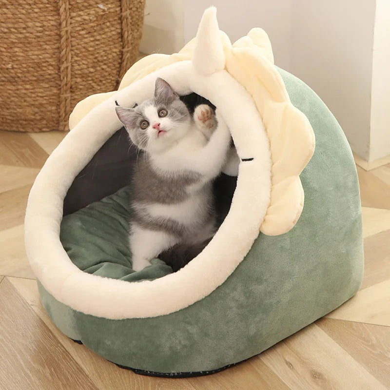 Cozy Cave Cat Bed With Soft Foldable Cushion Machine Washable