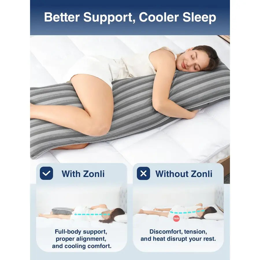 Cooling Memory Foam Body Pillow For Side Sleepers Breathable Support