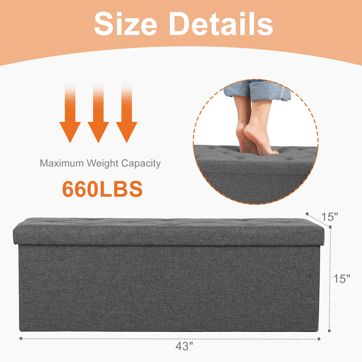 Linen Storage Ottoman Bench with Lift Top