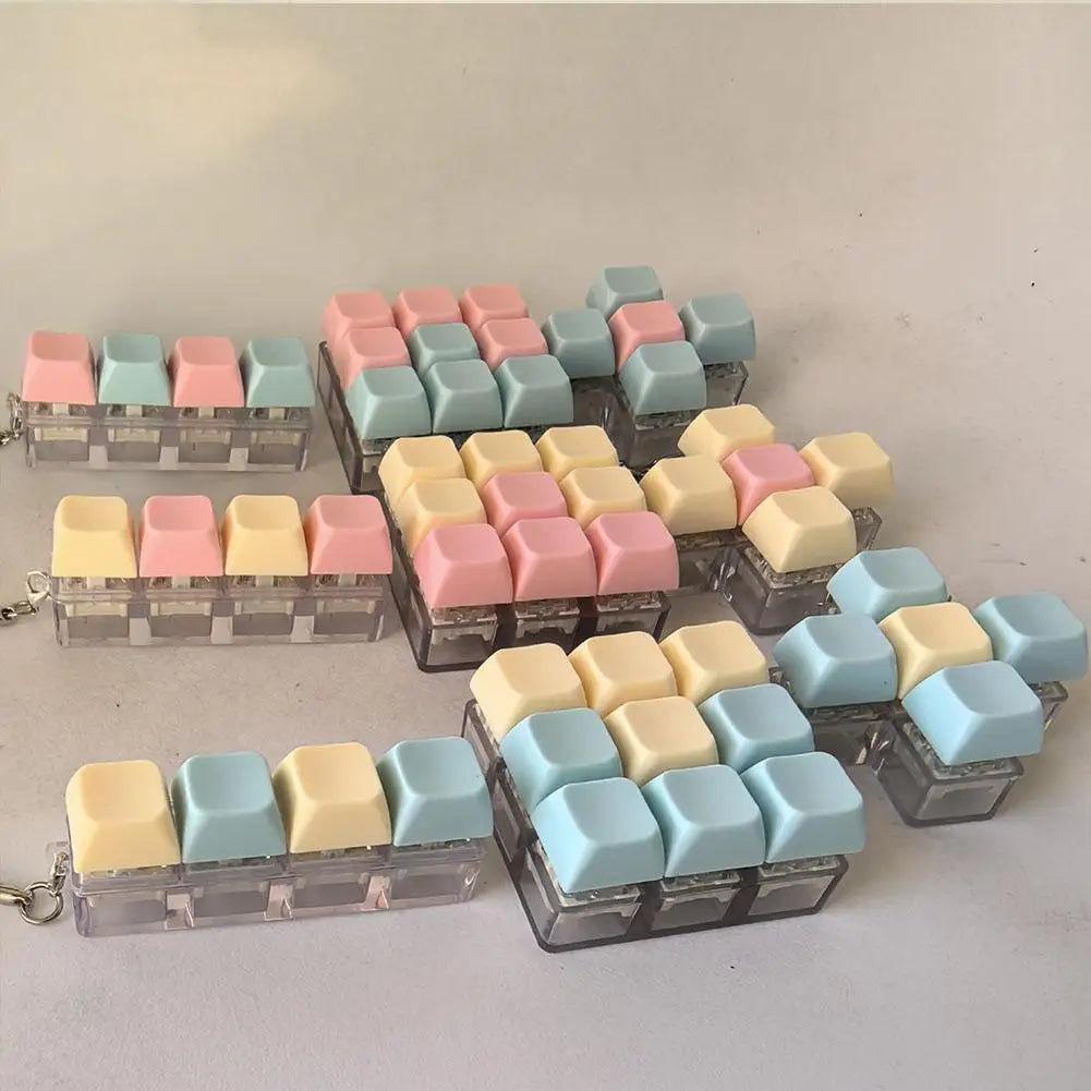 Decompression 9 Keyboard Key Toy Anti Stress Fidget Keychain