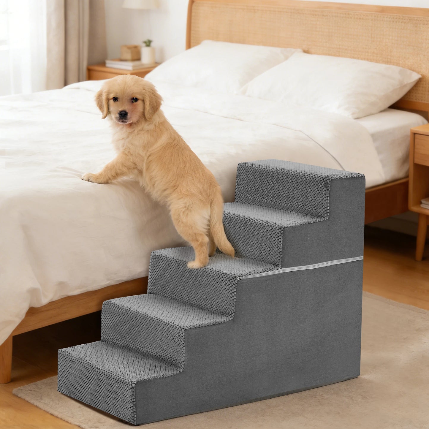 Right Angled Foam Dog Stairs Ramp For Small Dogs Indoors