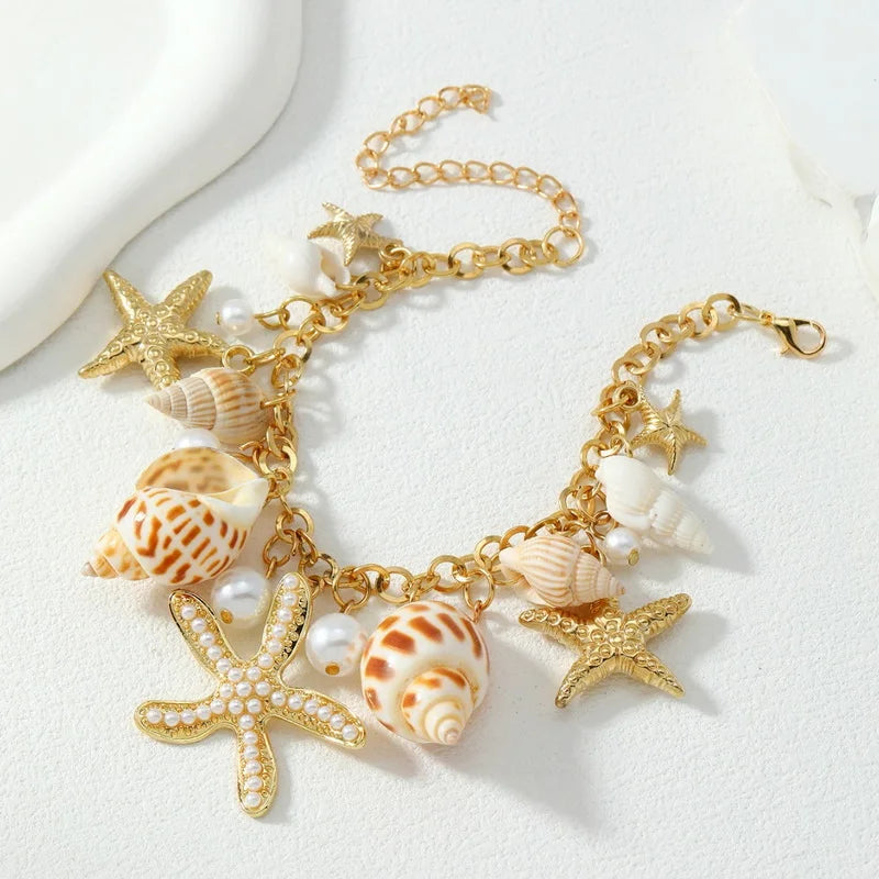 Rinhoo Ocean Style Conch Pendant Bracelet for Women Boho Charm
