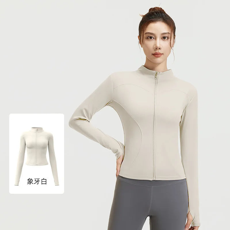 Women's Zipper Long Sleeve Sports Jacket For Fitness And Yoga