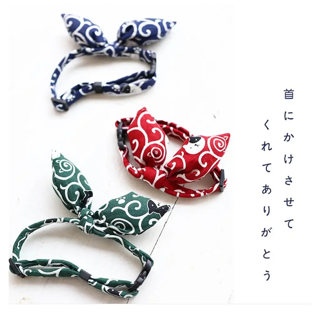 Adjustable Pet Dog Cotton Bandana Puppy Scarf Japanese Style Dog Cat Bow Tie Pet Grooming Accessories High Quality Pet Supplies