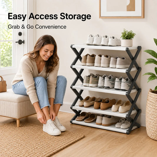 Foldable X-Frame Shoe Rack, No Assembly